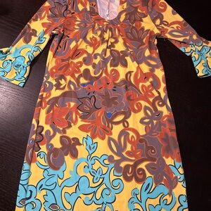 Aryeh Colorful Floral Dress in Orange, Yellow, and Blue